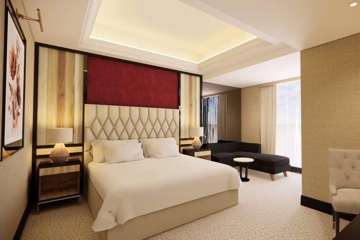 Een kluis op de kamer, een bureau, een laptopwerkplek