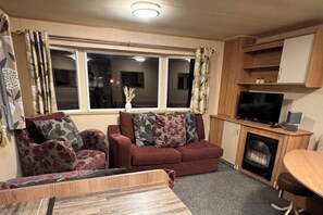 TV, fireplace
