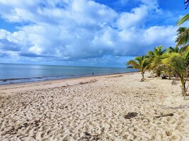 On the beach, white sand