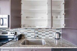 Fridge, microwave, oven, dishwasher