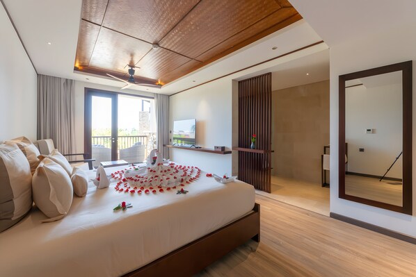 Premier Room, Pool View | Pillowtop beds, minibar, in-room safe, blackout drapes