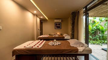 Sauna, steam room, hot stone massages, deep-tissue massages