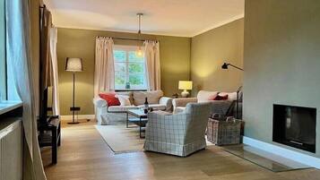 Smart-TV, Kamin, Bücher