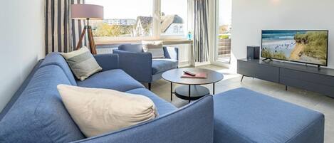 Een smart-tv en een stereo