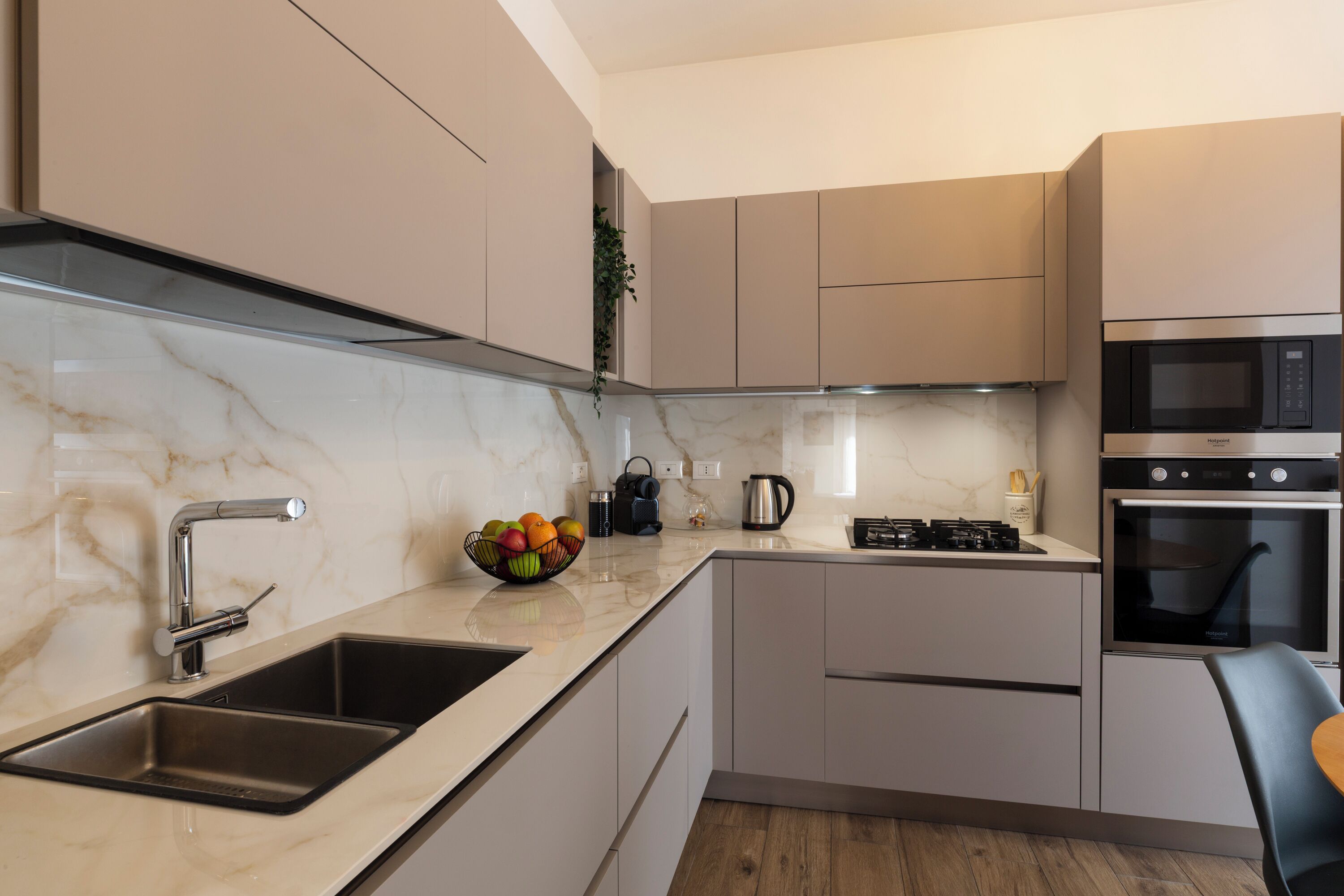 Comfort Apartment | Private kitchen | Full-size fridge, microwave, oven, stovetop