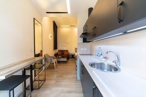 Superior Apartment | Private kitchen | Mini-fridge, microwave, electric kettle