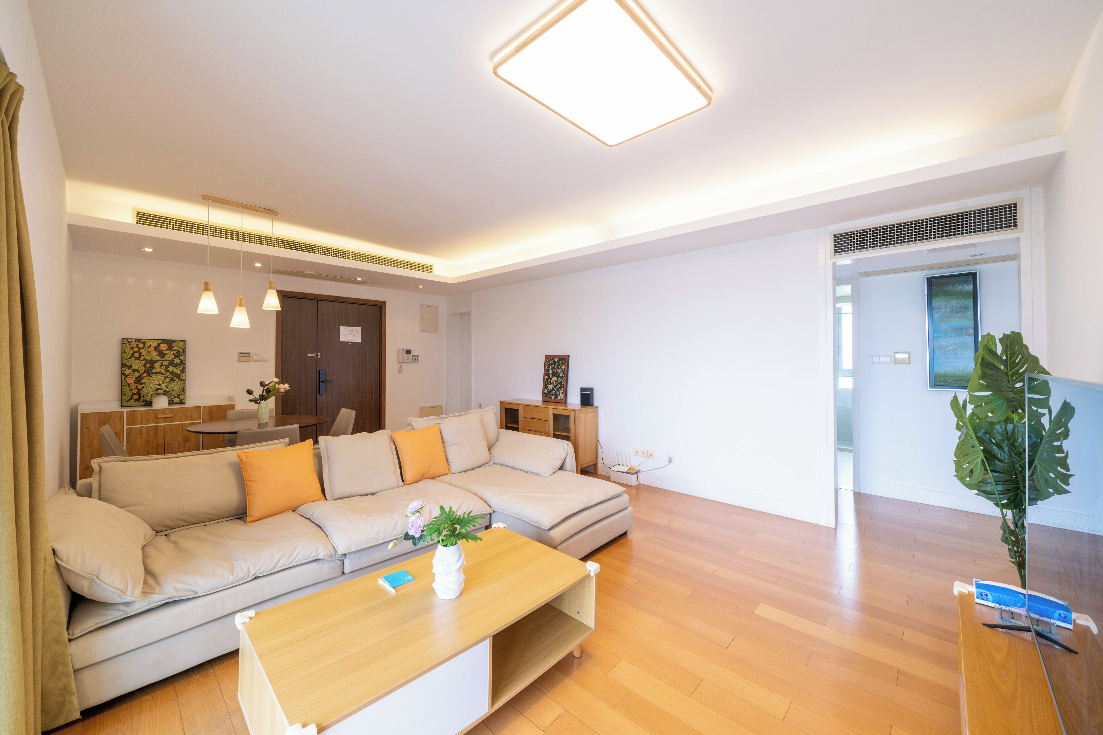 Superior Apartment, 3 Bedrooms, Balcony, City View | Living room | 55-inch Smart TV with cable channels