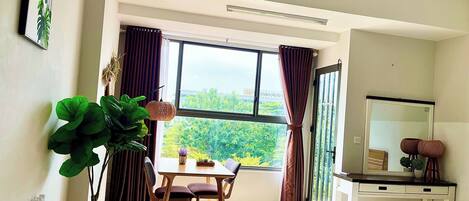 Deluxe Apartment, 1 Bedroom, Pool Access, City View | Hypo-allergenic bedding, individually furnished, blackout drapes