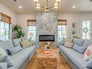 TV, fireplace, video games, DVD player