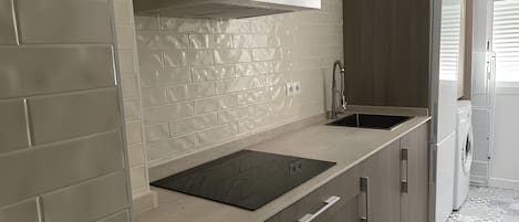 Fridge, microwave, stovetop, toaster