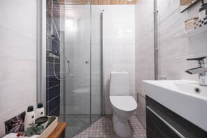 Hair dryer, towels, toilet paper