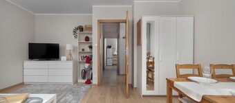 Sempołowskiej 68 Wrocław | Red Apartment with Desk for Remote Work