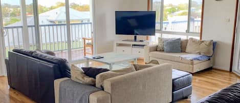 Smart TV, chimenea y libros