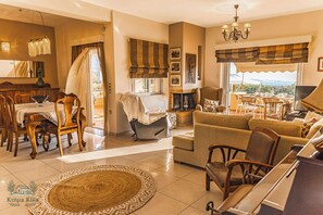 TV, fireplace, offices