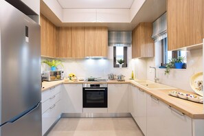 Fridge, oven, stovetop, dishwasher