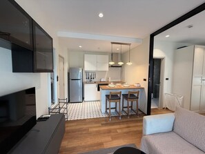 Appartement Confort, vue sur la montagne | Aire de séjour