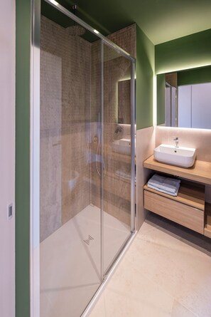 Apartment, 1 Queen Bed with Sofa bed, Non Smoking, City View | Bathroom | Shower, hair dryer, towels, soap
