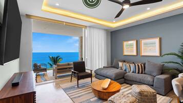 Apartment, 1 King Bed with Sofa bed, Balcony, Ocean View (Naarena 401) | Living area | 42-inch flat-screen TV with digital channels
