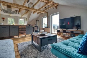 TV, fireplace, offices
