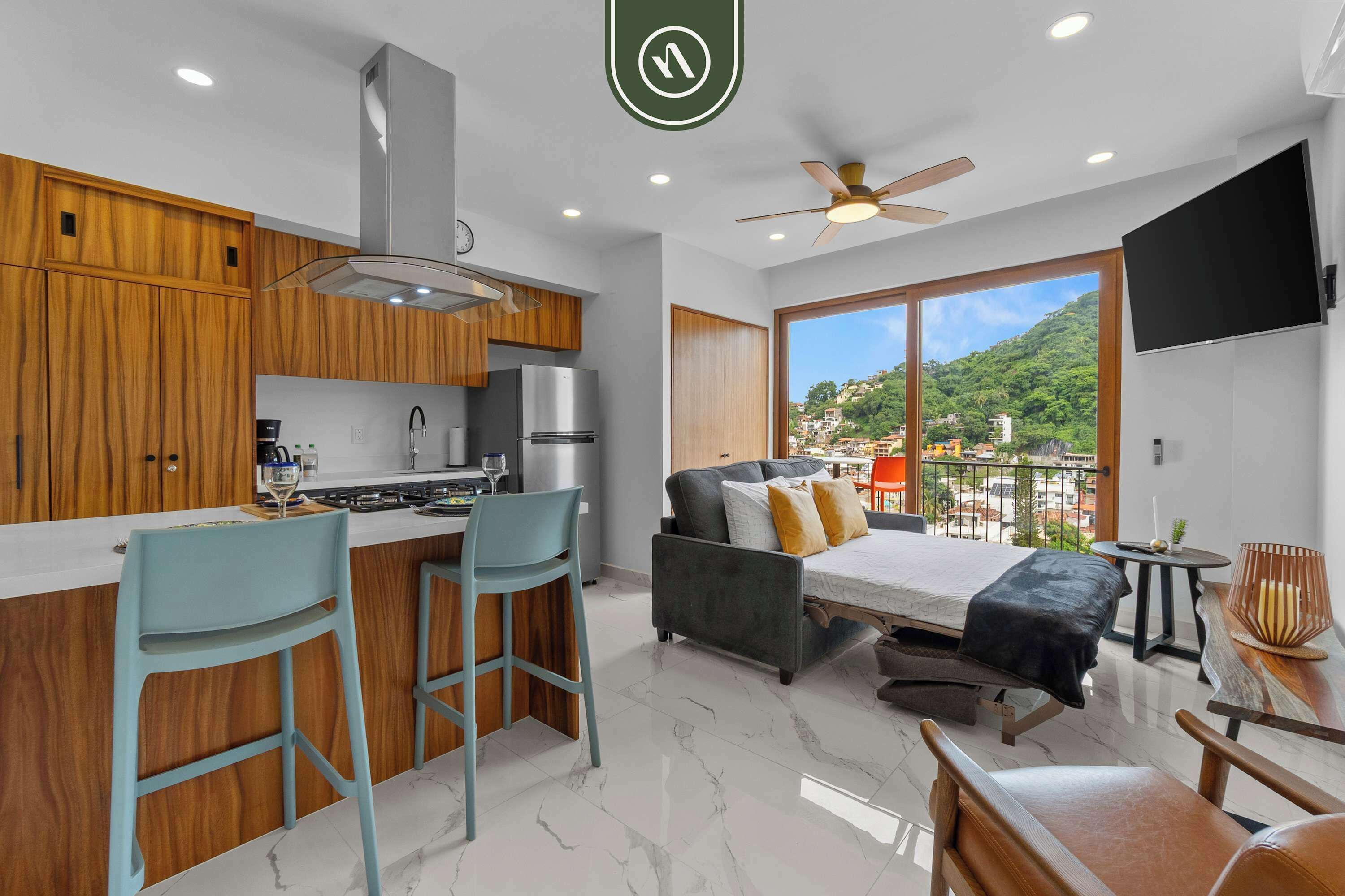 Departamento, 1 cama Queen size y sofá cama, balcón, vista al océano (Luz 401) | Interior