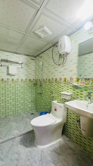 Towels, soap, shampoo, toilet paper