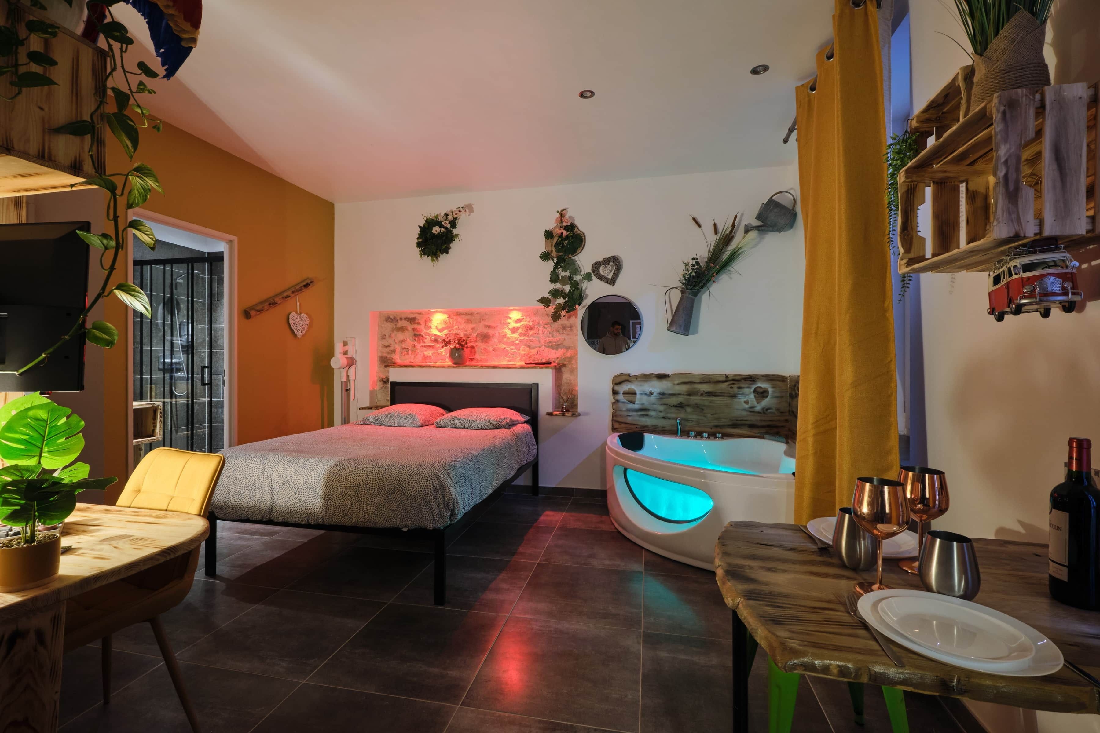1 habitación, tabla de planchar con plancha, wifi gratis y ropa de cama 