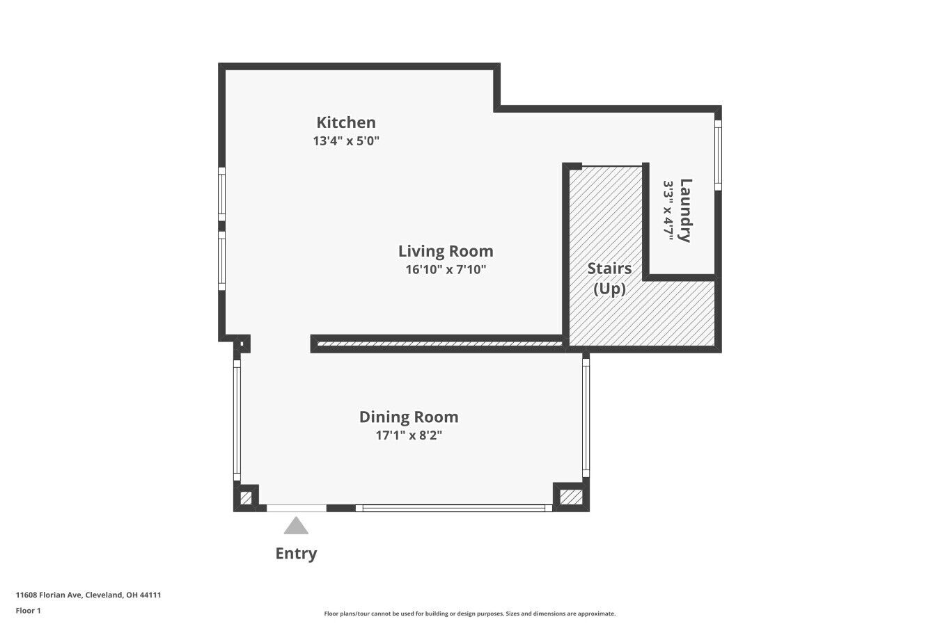 Planta baixa de uma casa com cozinha medindo 4,10m x 1,52m, sala de estar medindo 5,13m x 2,36m, sala de jantar medindo 5,23m x 2,44m e área de serviço medindo 0,99m x 1,40m. O ponto de entrada está marcado no canto inferior esquerdo.