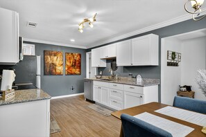 Fridge, microwave, oven, dishwasher