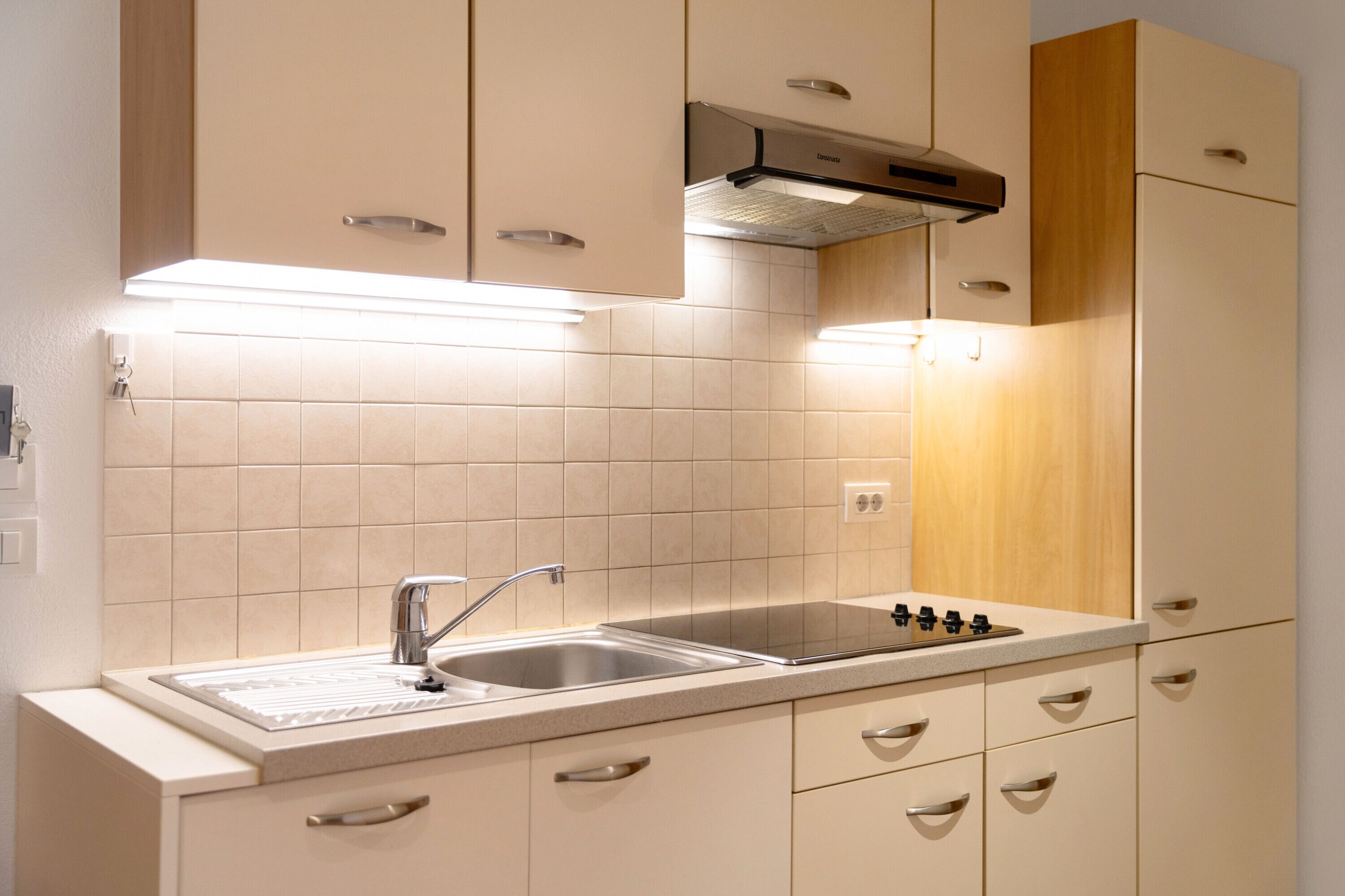 Kühlschrank, Mikrowelle, Herdplatte, Geschirrspüler