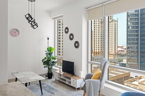 Classic Apartment, Courtyard View | Living room | 32-inch LED TV with satellite channels