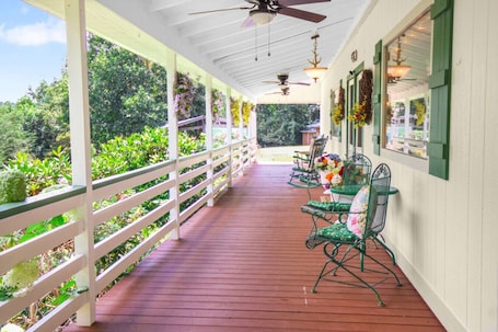 Terrace/patio. Boone Barn Home | Sleeps 14 | Huge Fenced Yard