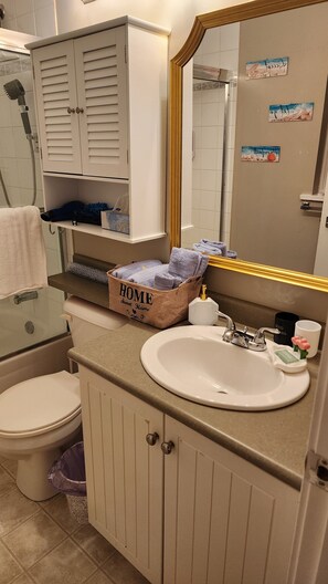 Hair dryer, towels, soap, shampoo - Quiet & Private Greek-Inspired Coach House in Ladner (Delta)