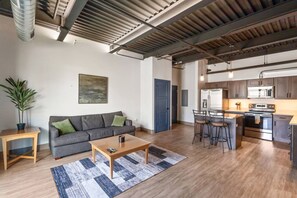 TV - Luxury 1br Condo Downtown with Balcony - 201 (Kalamazoo)