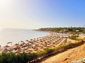 On the beach, sun loungers, beach towels - Domina Coral Bay 1 or 2 rooms sea view terrace  (South Sinai Governorate)