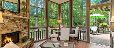 Smart TV, fireplace, DVD player