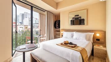 Studio – executive, balkong | Sengetøy av topp kvalitet, dundyner, safe på rommet og lydisolert