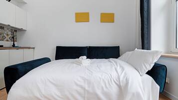 Strykjärn/strykbräda, wi-fi och sängkläder