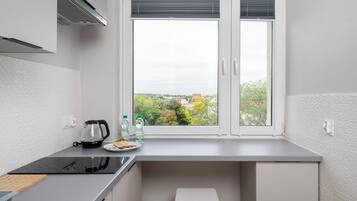 Fridge, microwave, stovetop, toaster