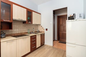 Fridge, microwave, stovetop, dishwasher