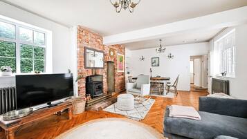 TV, fireplace