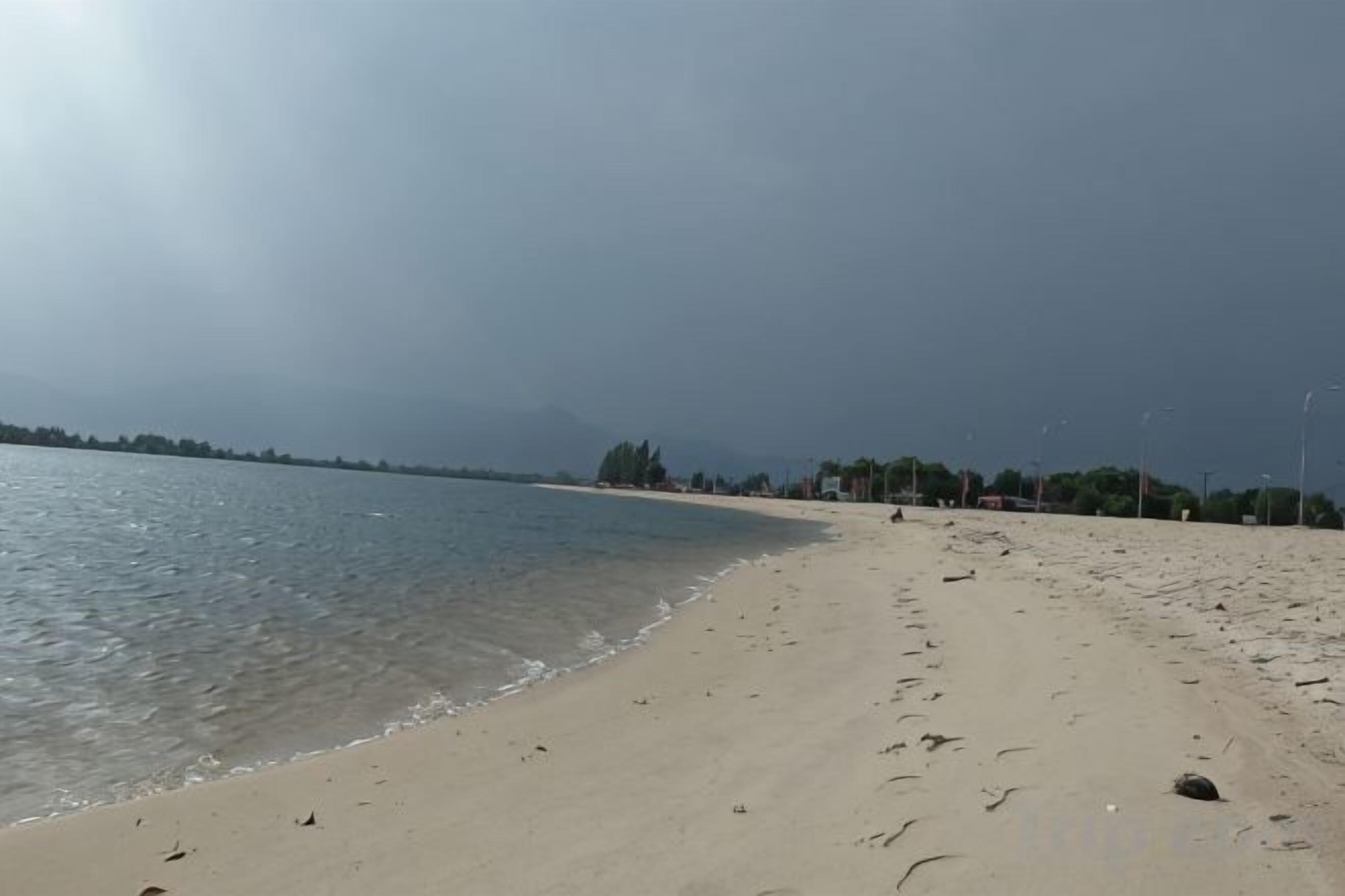 A beach with a clear sky and calm sea.