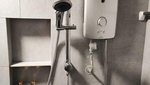 A modern shower with a control panel, a handheld showerhead, and a wall-mounted faucet. - JQ Angel (Little Angel B&B) New/CitySeaview/LV29/Netflix/6pax (Kota Kinabalu)