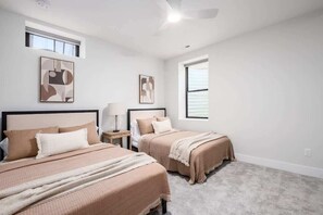 4 bedrooms, iron/ironing board, travel cot, WiFi