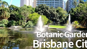 A view of the Botanic Garden in Brisbane with water fountains and lush greenery. - Spacious 2BR Getaway | Great Location & Comfort (Indooroopilly)