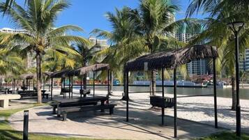 Beach volleyball, fishing