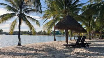Beach volleyball, fishing