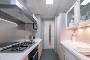 Superior-huoneisto, 2 makuuhuonetta, keittiö, kaupunkinäköala | Yksityinen keittiö