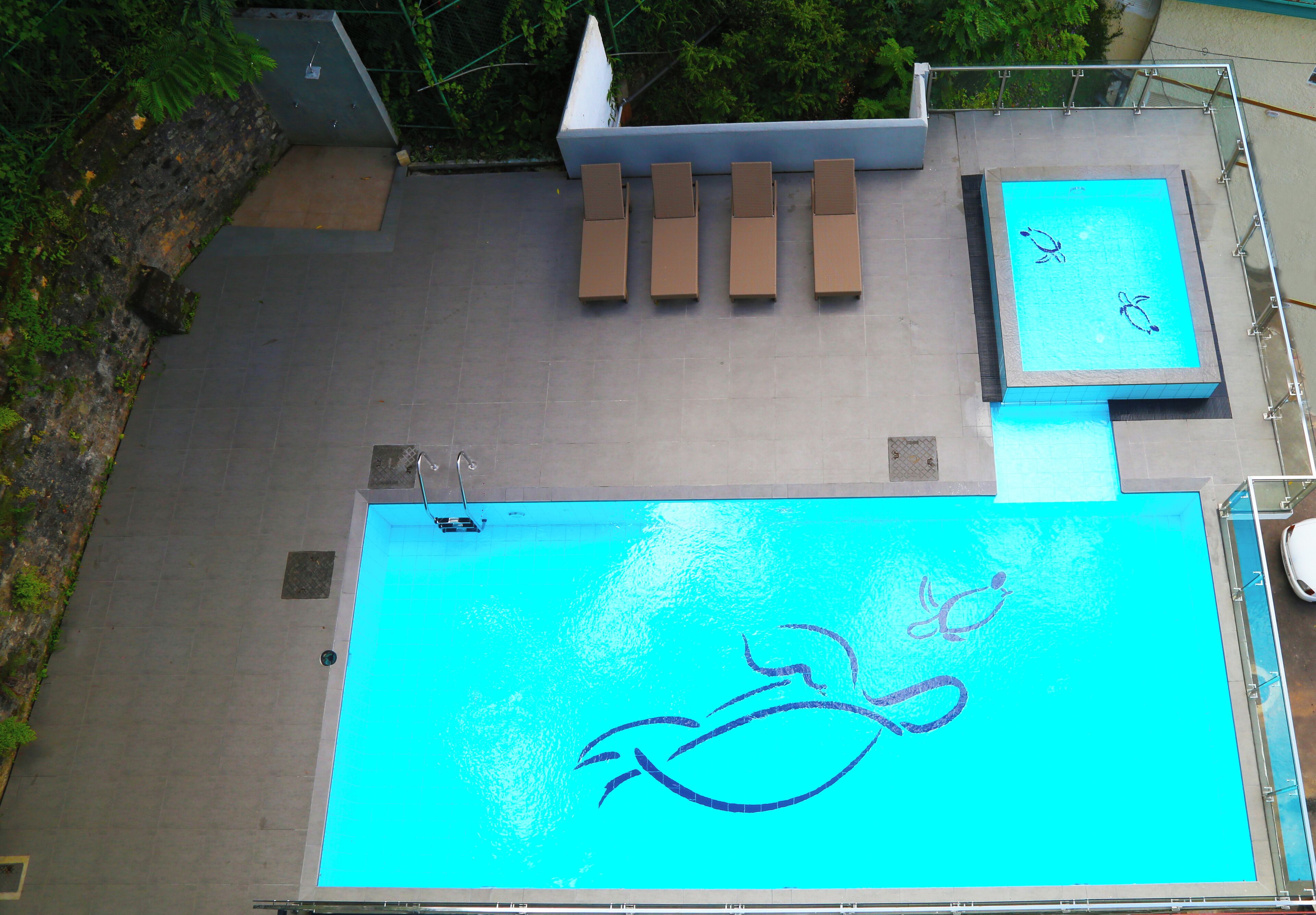 Outdoor pool, pool loungers