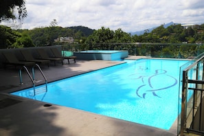 Outdoor pool, sun loungers