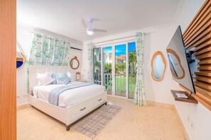 2 chambres, coffre-fort, fer et planche à repasser